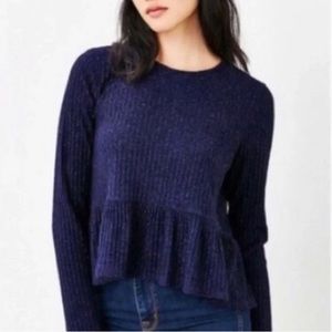 Kimchi Blue Urban Outfitters navy ribbed peplum sweater Size‎ S